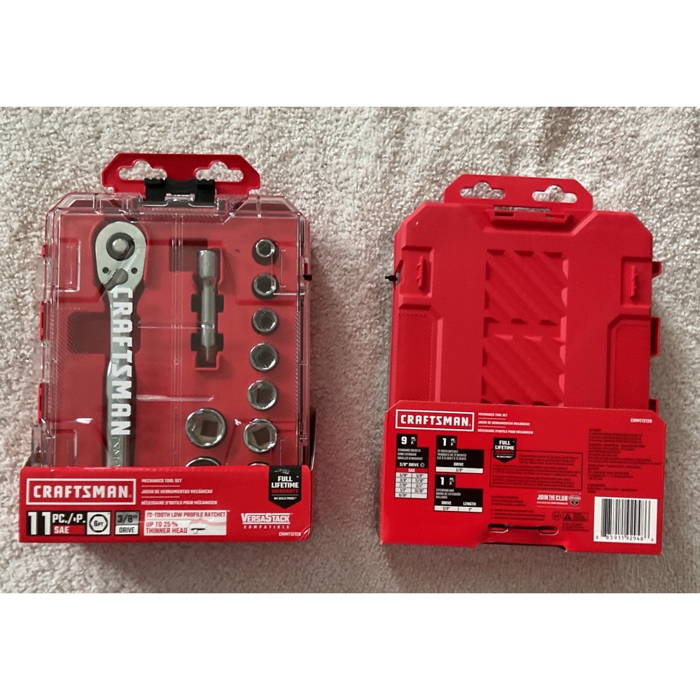 Craftsman 11pc SAE 3/8 Drive Mechanics Tool Set 72-Tooth Ratchet CMMT12128 NEW